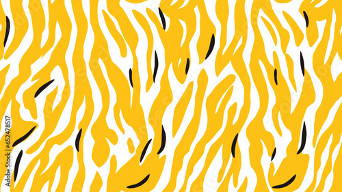 Tiger white yellow seamless pattern. Vector animal skin print. Fashion organic texture