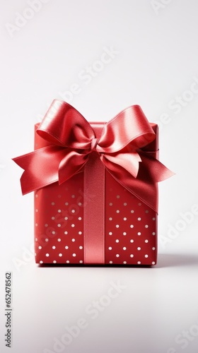 Red gift box with a ribbon and bow