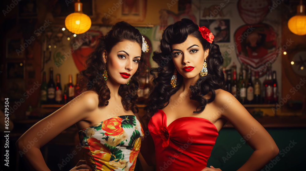 Two Latin Women Christmas Theme