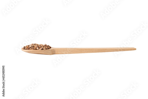 Bistorta officinalis known as bistort, common bistort, European bistort or meadow bistort on wooden spoon isolated on white background. 