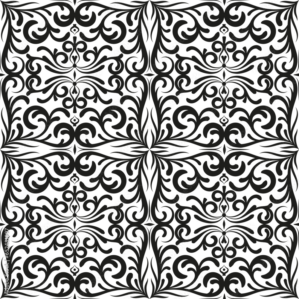 Damask seamless vector background baroque style pattern for wallpaper, fabric, packaging, wrapping. Damask flower ornament.