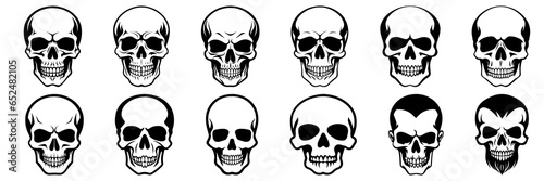 Skeleton silhouettes set, large pack of vector silhouette design, isolated white background