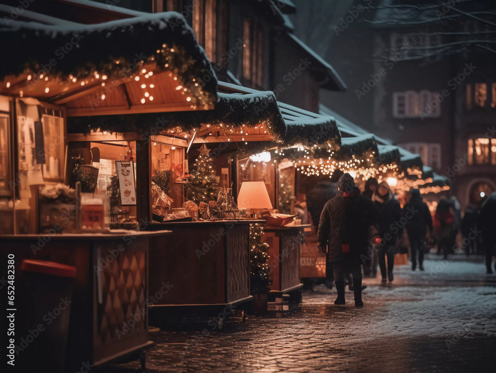 Winter Wonderland: Get Lost in the Enchanting Glow of a Snowy Christmas Market!