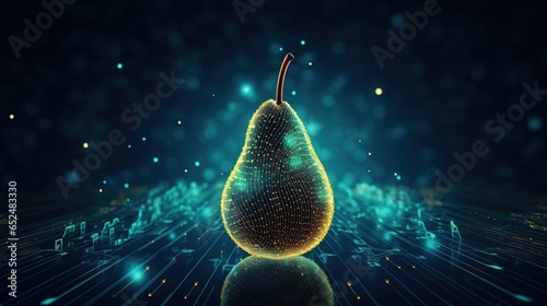 Futuristic pear fruit with circuit big data technology. AI generated image © prastiwi
