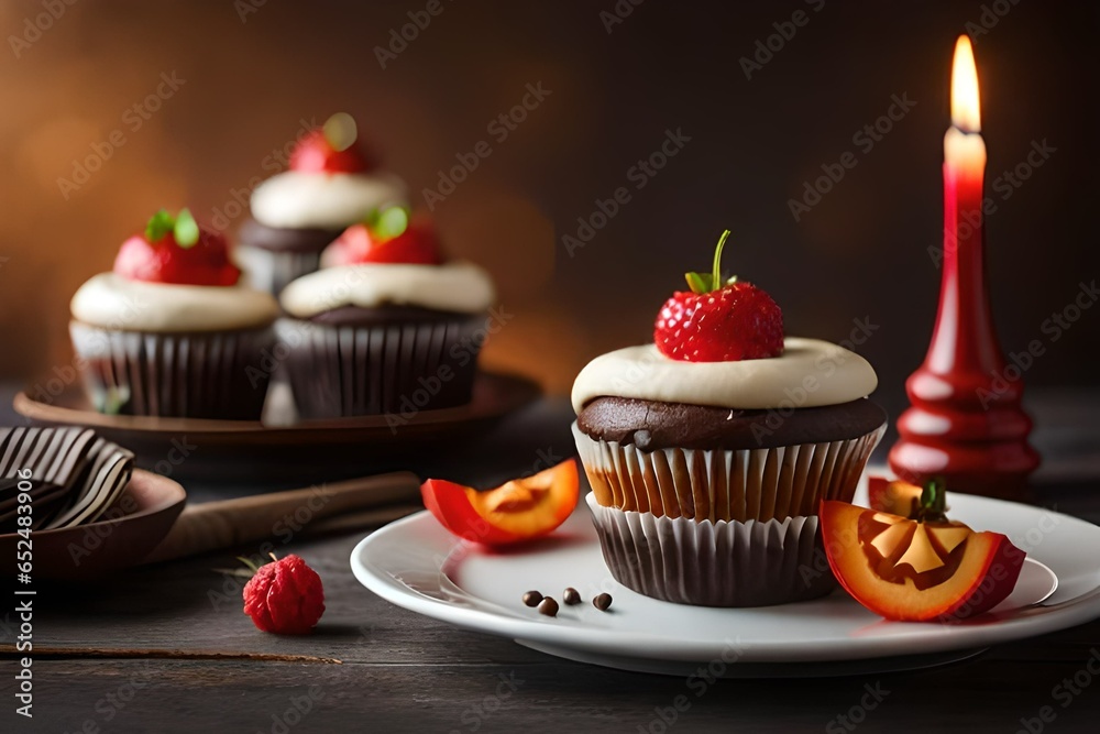 a Halloween-themed dessert table with treats like spiderweb cupcakes, candy apples, and chocolate cauldrons a Halloween-themed dessert table with treats like spiderweb cupcakes, candy apples, and chocolate cauldrons
