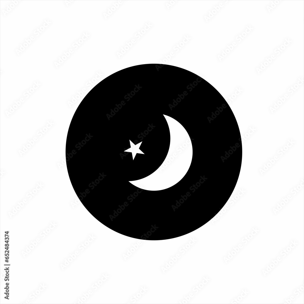 Crescent and star icon logo design. Crescent and star icon logo design.