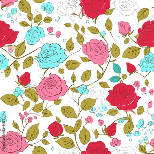 Floral botanical texture pattern with flowers and leaves. Seamless pattern can be used for wallpaper  pattern fills  web page background  surface textures.