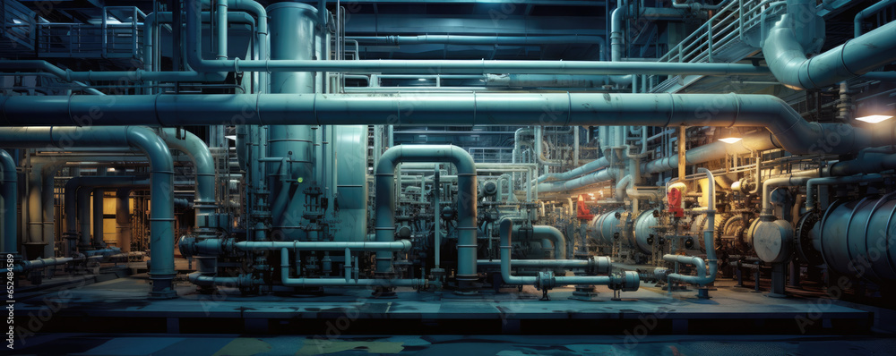 Machinery and pipelines at an oil refinery