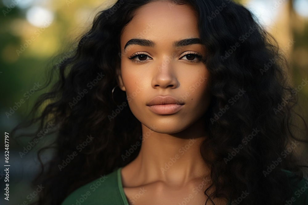 Generative AI picture of lovely beautiful adorable girl with natural makeup isolated on blurred background Generative AI picture of lovely beautiful adorable girl with natural makeup isolated on blurred background