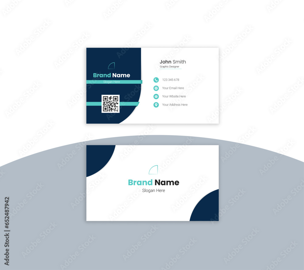 A modern and casual design for a clean business card that includes both your business information and your name. A modern and casual design for a clean business card that includes both your business information and your name.