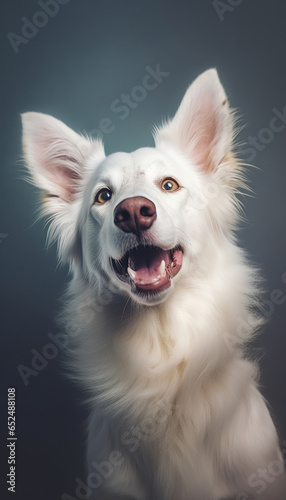 Close up of a white dog