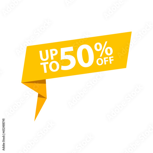 Up to 50% off yellow banner