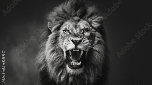 Close-up Portrait of a lion in black and white 