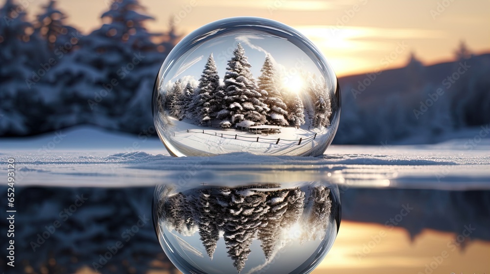 Dreamlike Christmas Ball Background: Surrealist Snowscapes Dreamlike Christmas Ball Background: Surrealist Snowscapes