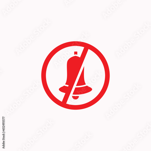 silent icon, silent logo, silent vector, with a combination of stop and bell images