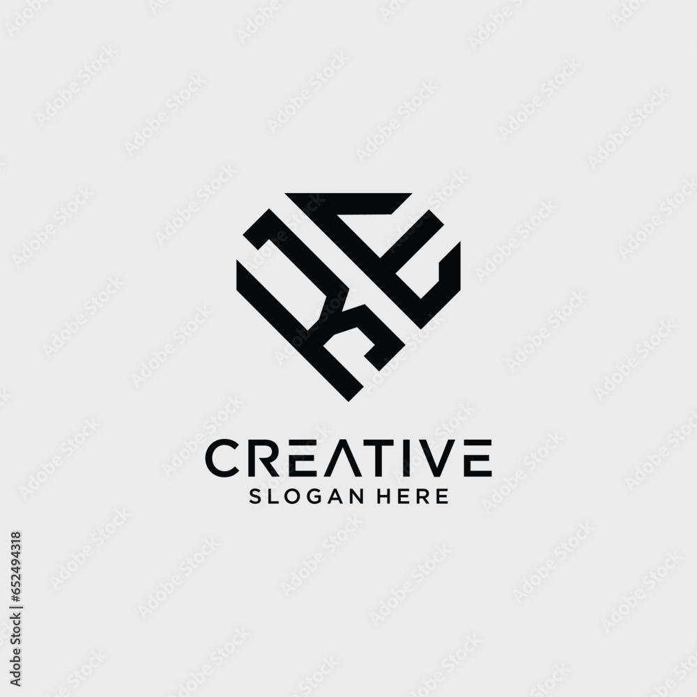 Creative style ke letter logo design template with diamond shape icon Creative style ke letter logo design template with diamond shape icon