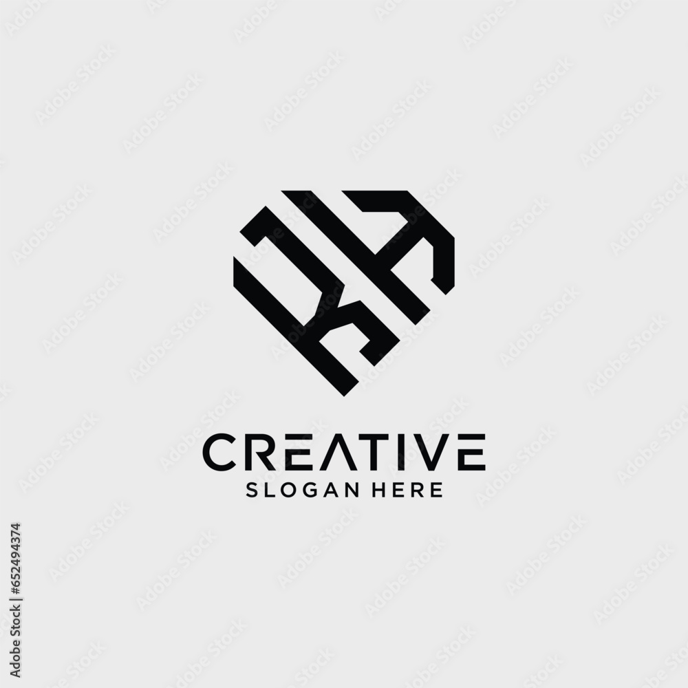 Creative style kh letter logo design template with diamond shape icon Creative style kh letter logo design template with diamond shape icon