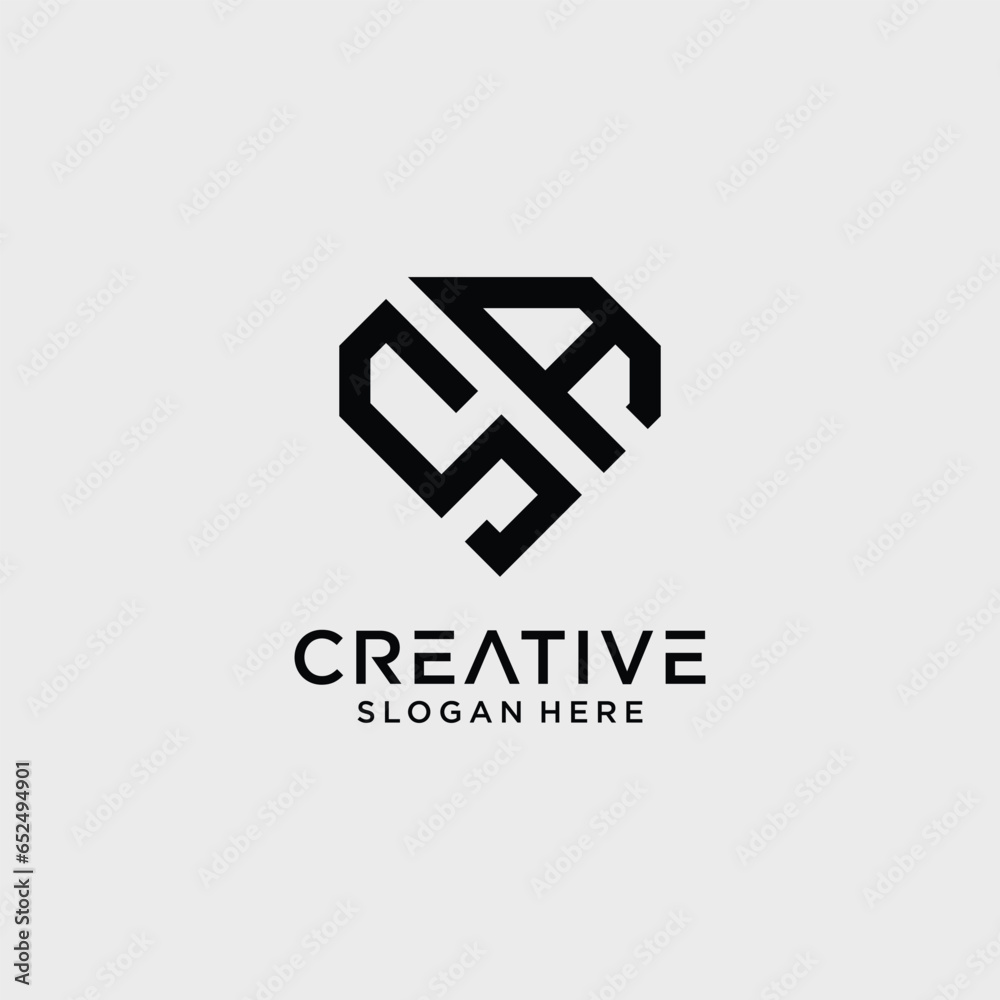 Creative style sa letter logo design template with diamond shape icon Creative style sa letter logo design template with diamond shape icon