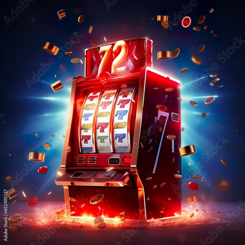 Slot machine wins the jackpot. 777 Big win concept. Casino jackpot | Generative AI