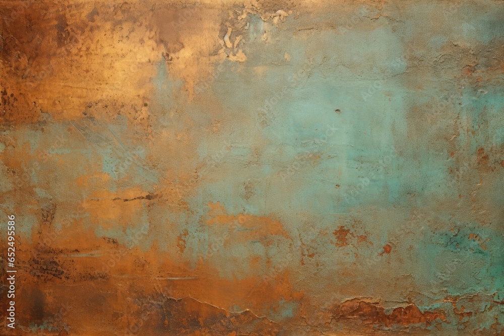 Aged Bronze Patina Adorning Weathered Copper Background.