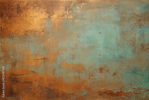 Aged Bronze Patina Adorning Weathered Copper Background.