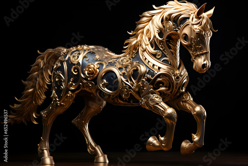 Black with gold horse © Kateryna Kordubailo