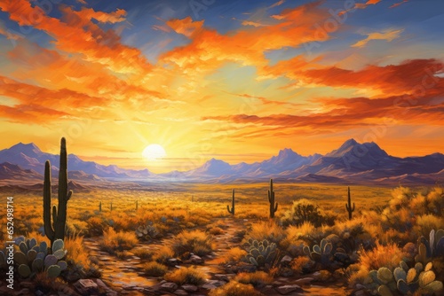 Tangerine sunsets painting desert horizons