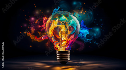 brightly colored light bulb with smoke coming out of it Generative AI