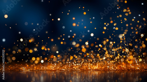 a close up of a blurry background with a lot of gold lights Generative AI