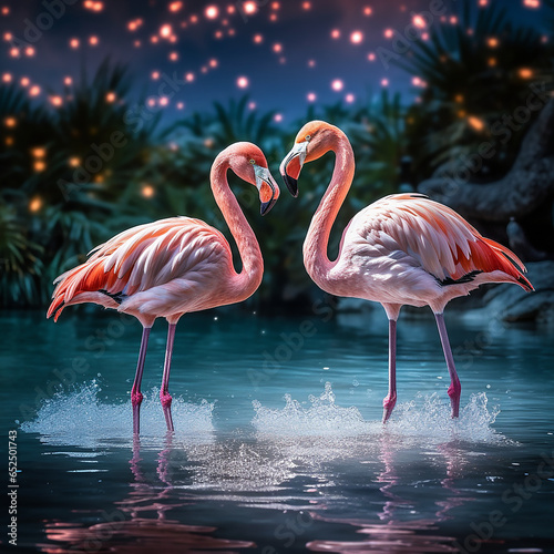 Pink flamingo couple