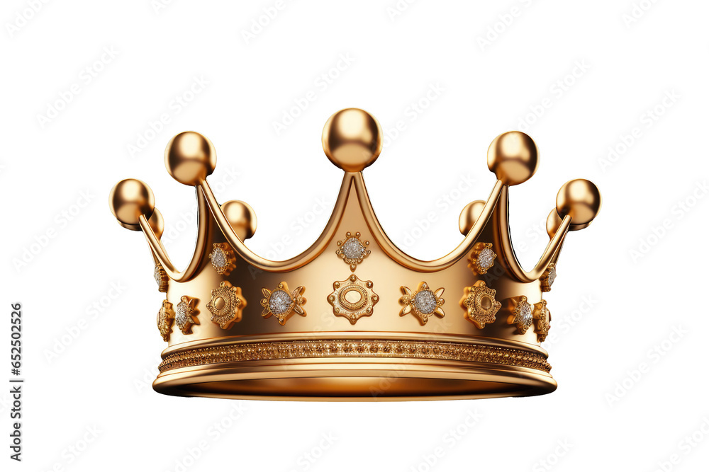 Gold royal king crown isolated on transparent background with emperor ...