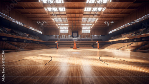 empty basketball court in a modern arena. sport and game background.