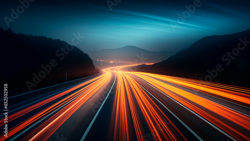 road in night mountains, travel photo