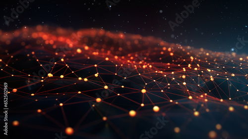 Dark Background with Connected Dots and Lines, Data Network Illustration © M.Gierczyk