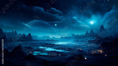 beautiful night starry sky and mountains © Aram