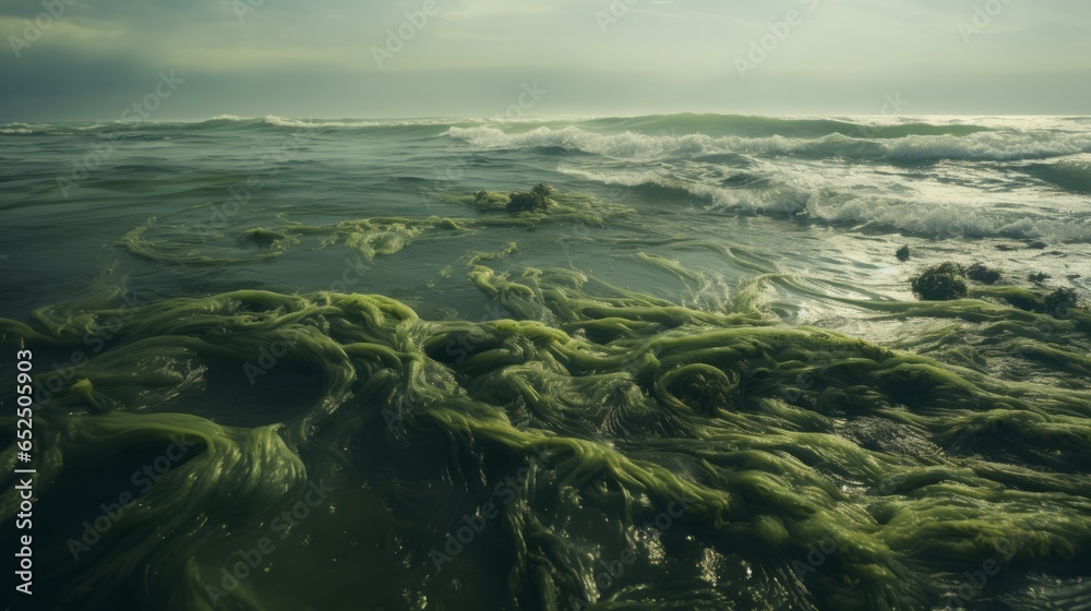 green algae in water.