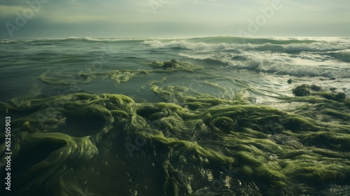 green algae in water.