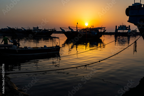 persian golf port andsea sunset photo