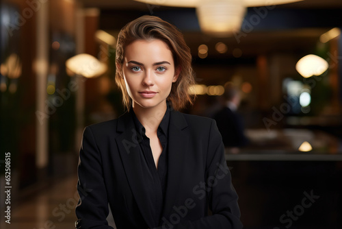 portrait of a business woman in a hotel lobby