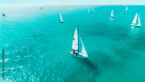 aerial view of sailboat in the sea
