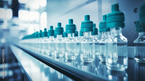 Vials of medicine lined up in rows in a laboratory