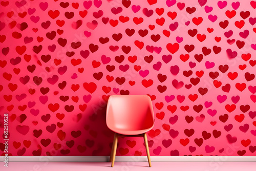 Valentine wallpaper pattern of red valentine hearts, patternator, minimalism, synth wave, pastel pink, ultralight blue, pastel yellow, peachy orange, magenta, pastel green, with copy space photo