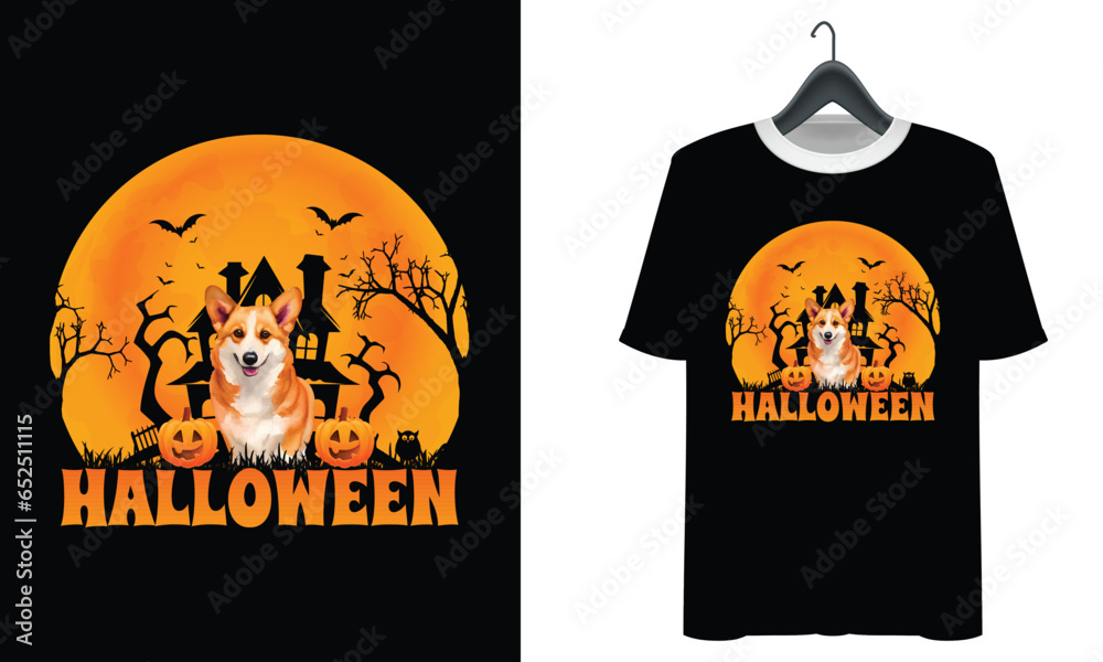 Corgi Halloween T shirt Design Corgi Halloween T shirt Design
