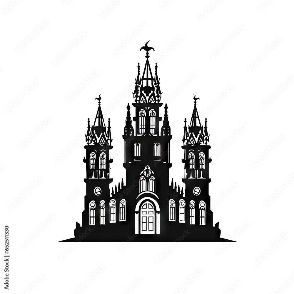 Gothic Temple Icon Isolated, Ancient Church Silhouette, Gothic Castle, Historical Architecture Minimal Design, Gothic Temple Icon Isolated, Ancient Church Silhouette, Gothic Castle, Historical Architecture Minimal Design,