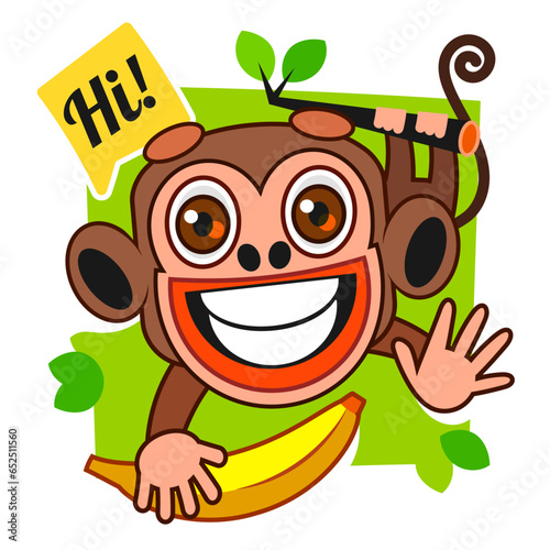 Monkey mascot logo vector. Animal vector illustration. Geek monkey logo. Chimpanzee vector logo
