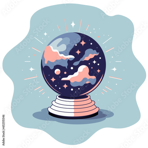 Medium's Crystal ball flat style vector illustration, crystal sphere, gazing ball, shew stone, and show stone, fortune-telling ball stock vector image