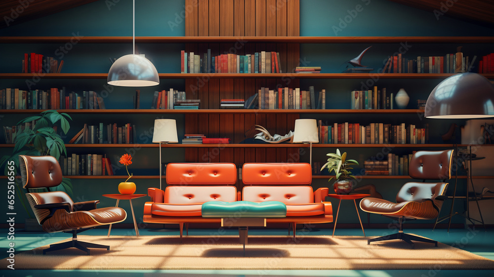 modern living room interior with bookshelves modern living room interior with bookshelves