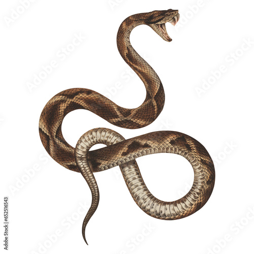 Retro Viper Scientific Illustration Vintage Reptile Venomous Snake Fauna And Flora Botanical Design