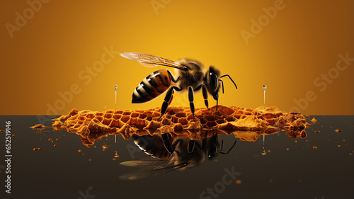bee sits on honey © Daniel