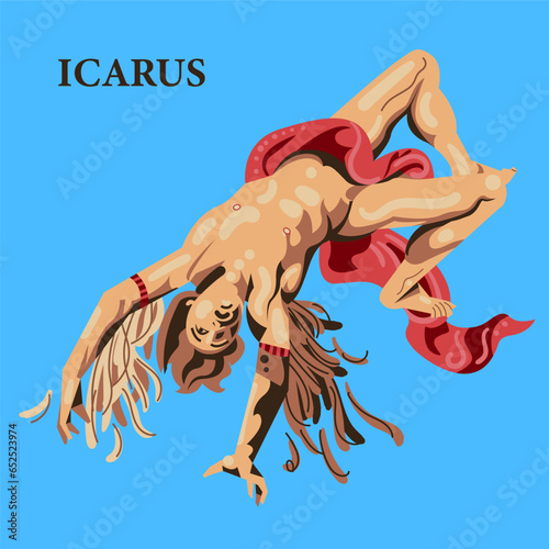 The Fall of Icarus Painting by Jacob Peeter Gowy's from 1636; Vector art illustration with simple abstract shapes. Great for prints and T-shirts.